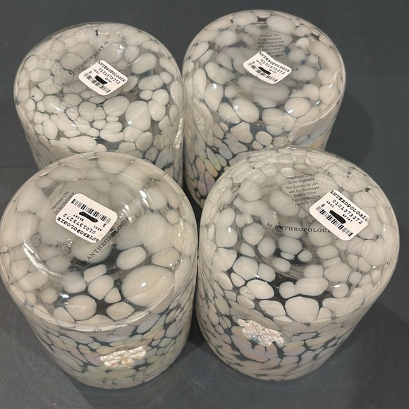 Anthropologie Icon Juice Glass: Confetti Snowflake Iridescent Set of 4 - Picture 5 of 5